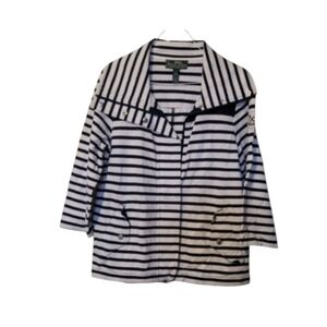 Ralph Lauren Women's Navy and White Striped Utility Yachting Jacket Size Medium